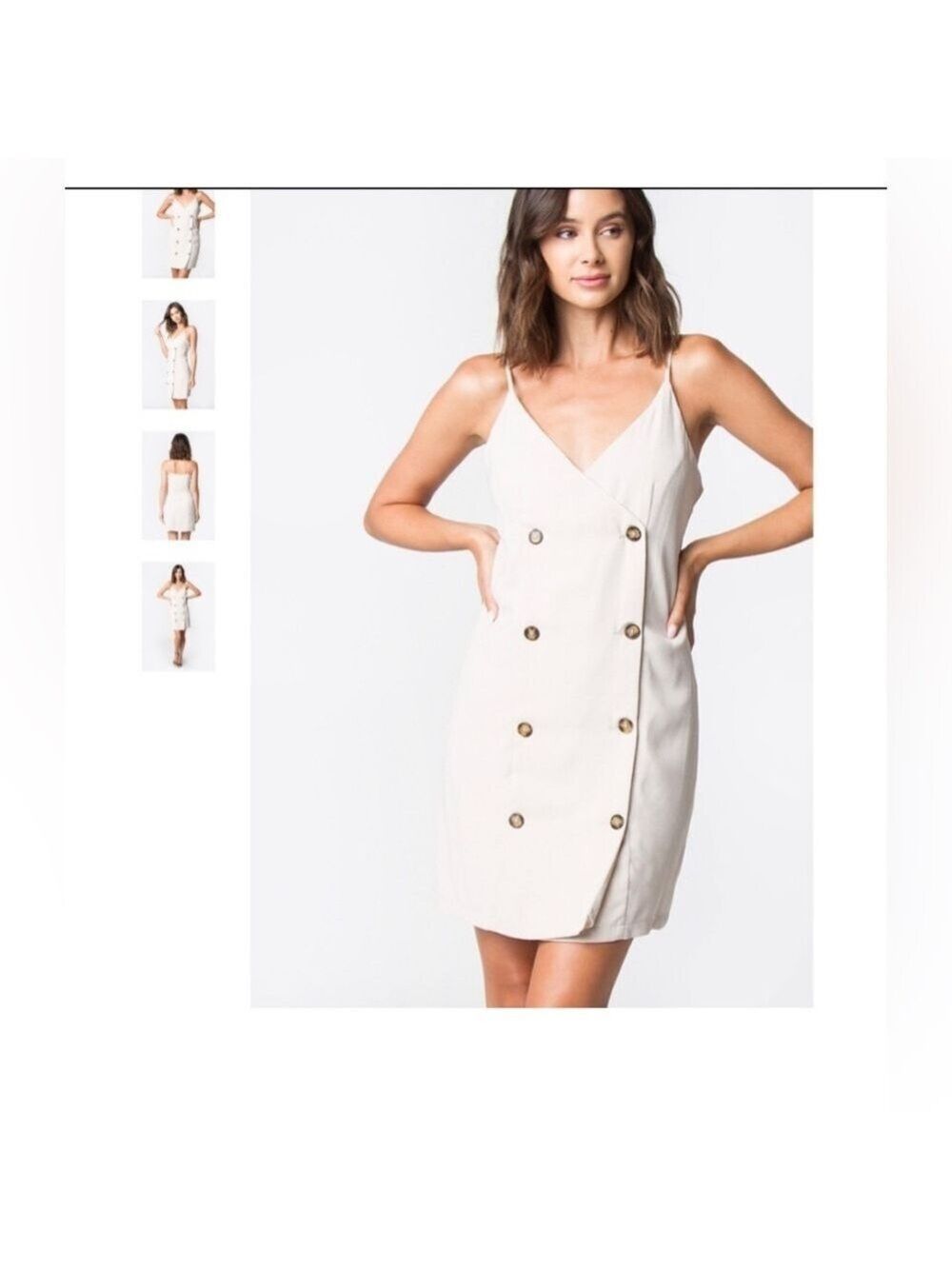Khaki Double-Breasted Mini Dress